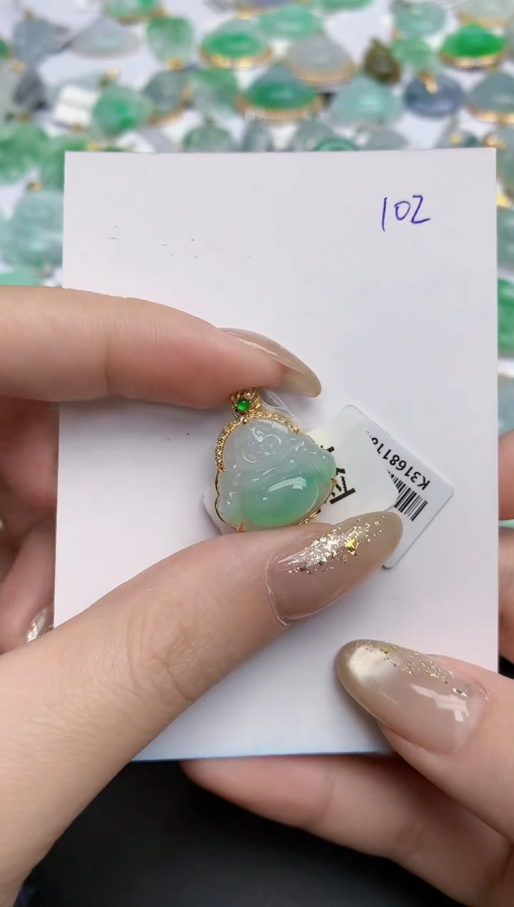 【闪购商品】翡翠颈饰18K金镶嵌天然缅甸翡翠A货