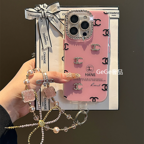 磨砂闪钻潮牌小香适用苹果16promax手机壳iphone15/14/13链条女款