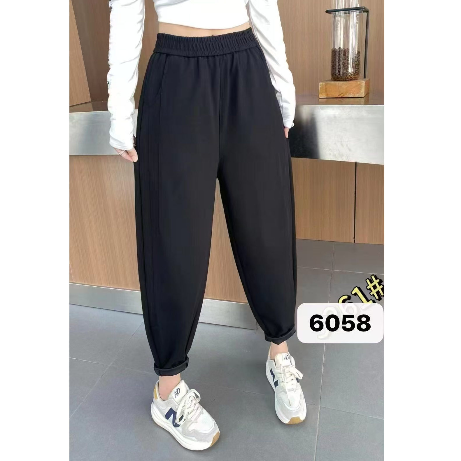 【线上线下服饰】黑色夏季九分哈伦裤女春季新款时尚休闲裤子