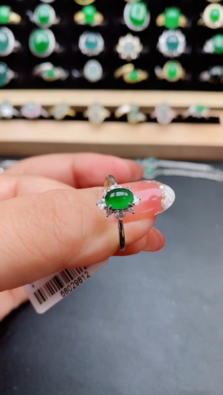 【闪购商品】翡翠戒指银S925镶嵌080505