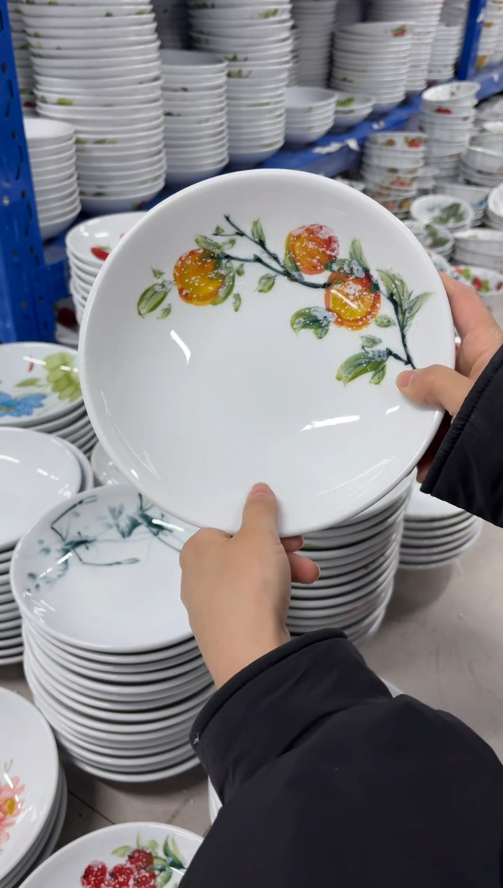 景德镇高温陶瓷食品级手绘釉中彩-圆深盘