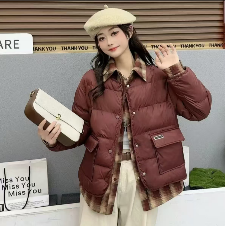 2889#新款短款假两件拼接衬衣嘎嘎服冬季休闲时尚百搭韩版外套