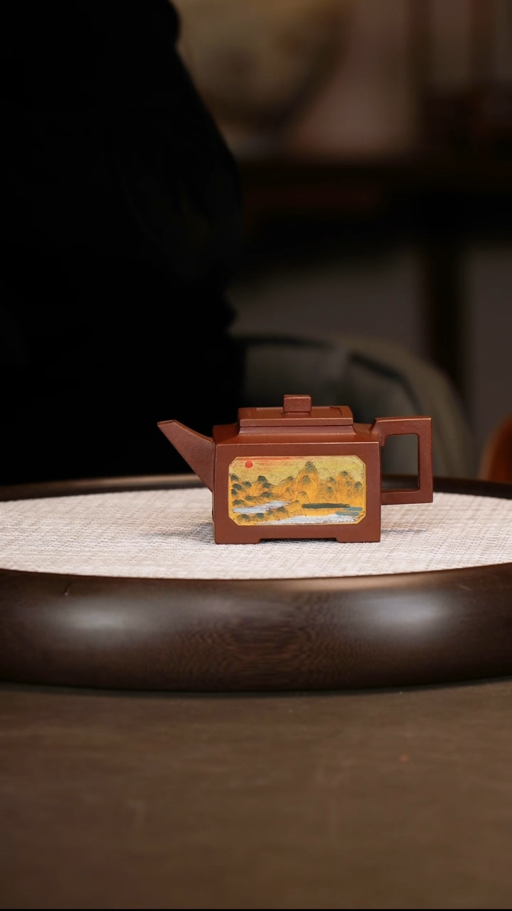 【潘洪均】亚明四方 龙血砂 220c+鹤画+鹤杯