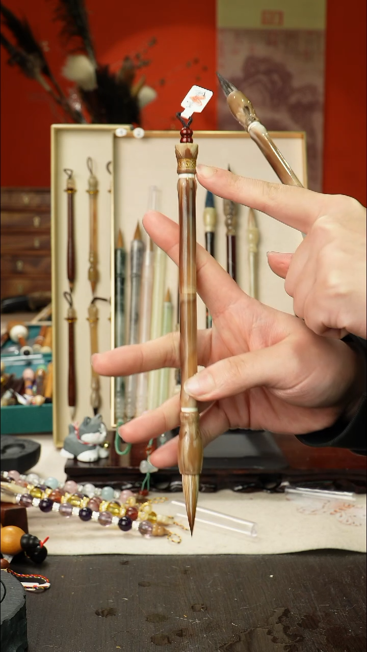 23号孤品高货毛笔链接 清水试笔 蘸墨不退