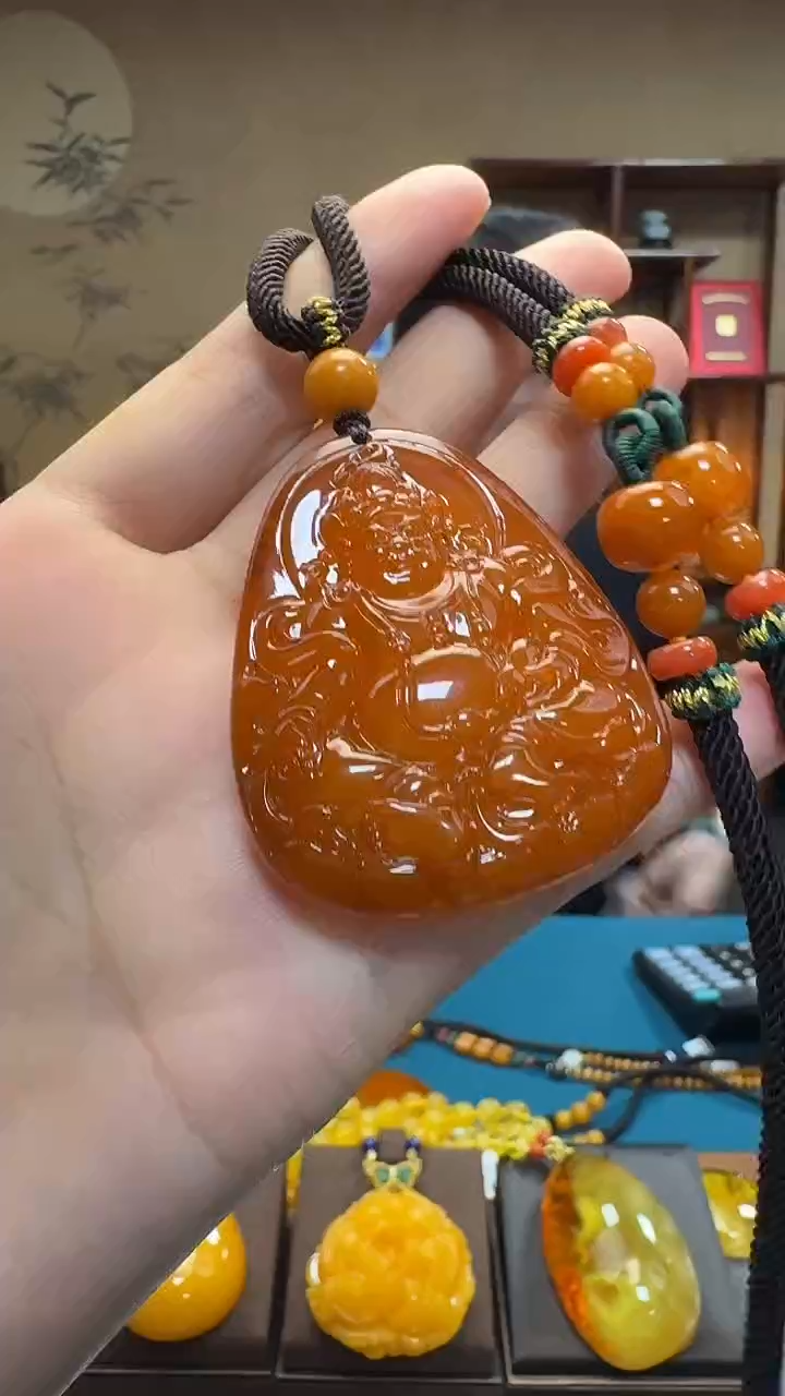 琥珀吊坠(不含链)未镶嵌天然保真蜜蜡老物件套装（送绳子）