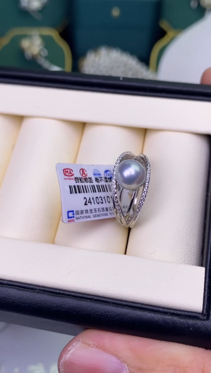 【闪购商品】海水珍珠戒指银S925镶嵌1