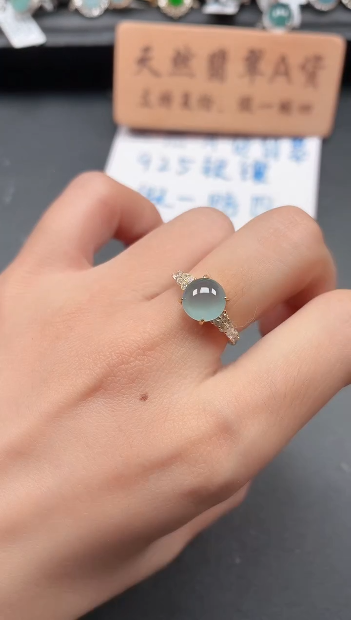 银S925镶嵌戒指翡翠111