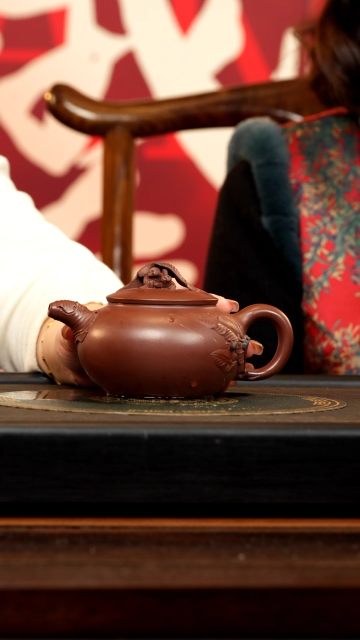 【闪购商品】紫砂茶壶GHJ 紫泥 听雨 350cc