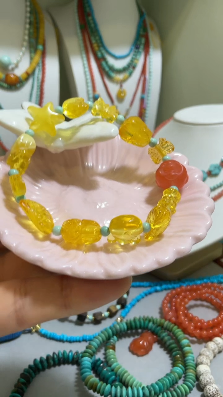 蜜蜡未镶嵌珠宝奇石雕刻件童趣手串