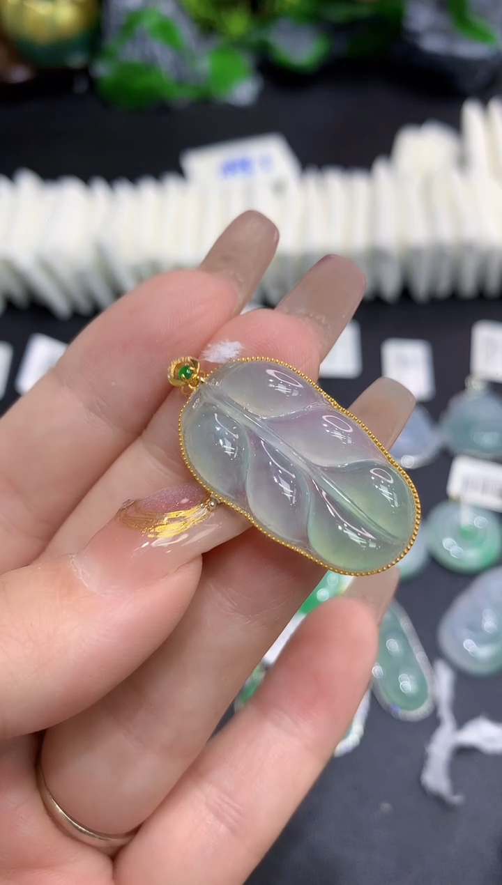 翡翠18K金镶嵌吊坠(不含链)11111