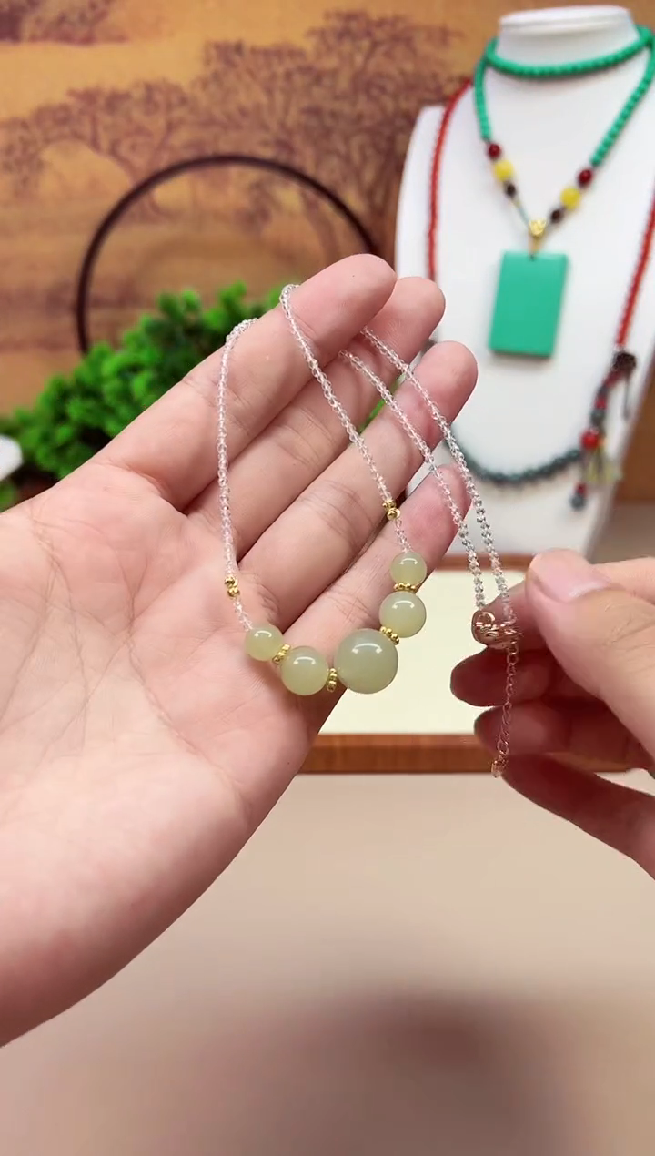 和田玉14K金镶嵌颈饰X116