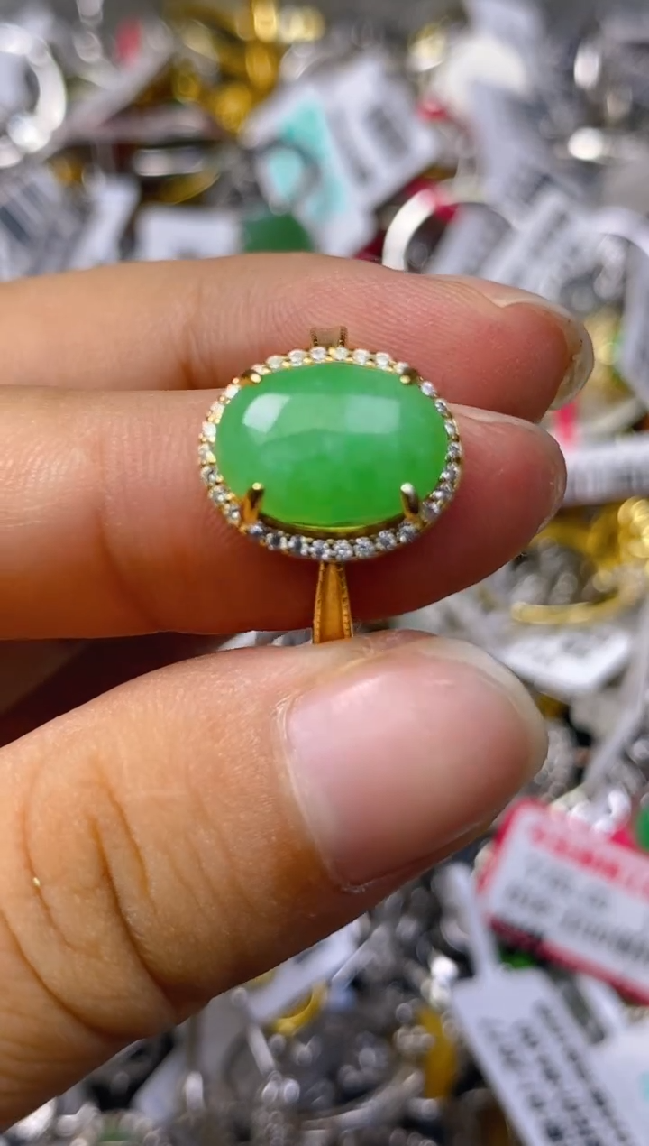 银S925镶嵌戒指翡翠百内无证书