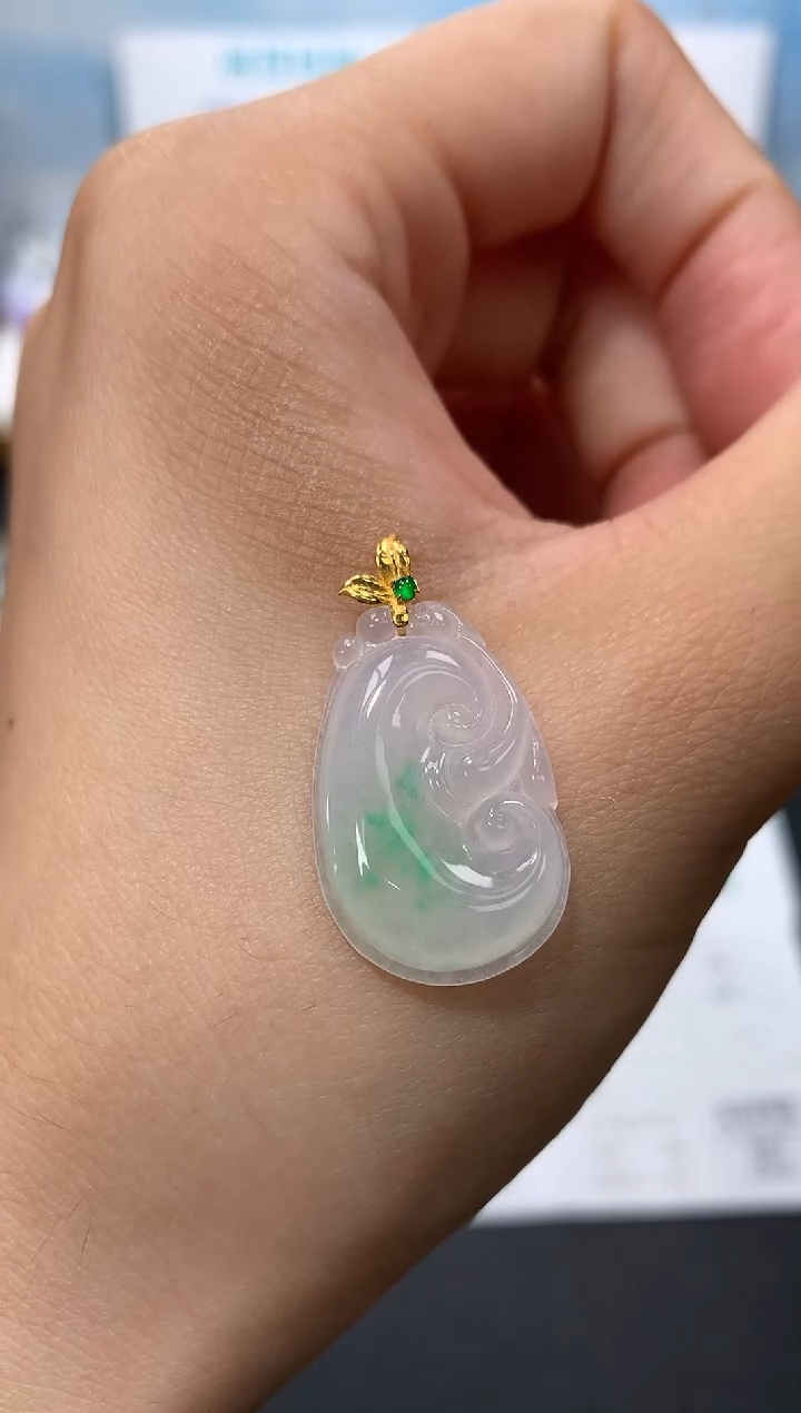 翡翠18K金镶嵌颈饰模式推广期48小时鉴赏期