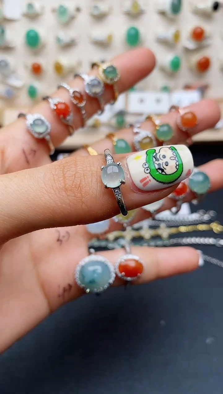 【闪购商品】翡翠戒指银S925镶嵌缅甸翡翠