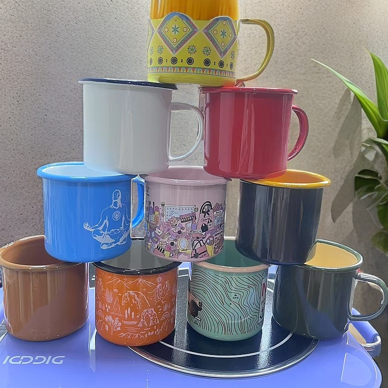 8cm搪瓷珐琅彩口杯出外贸 买一送三