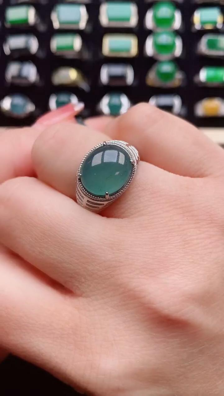 【闪购商品】翡翠戒指银S925镶嵌5000