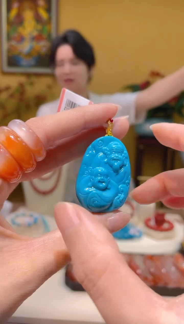 绿松石18K金镶嵌颈饰@@ZY50527016