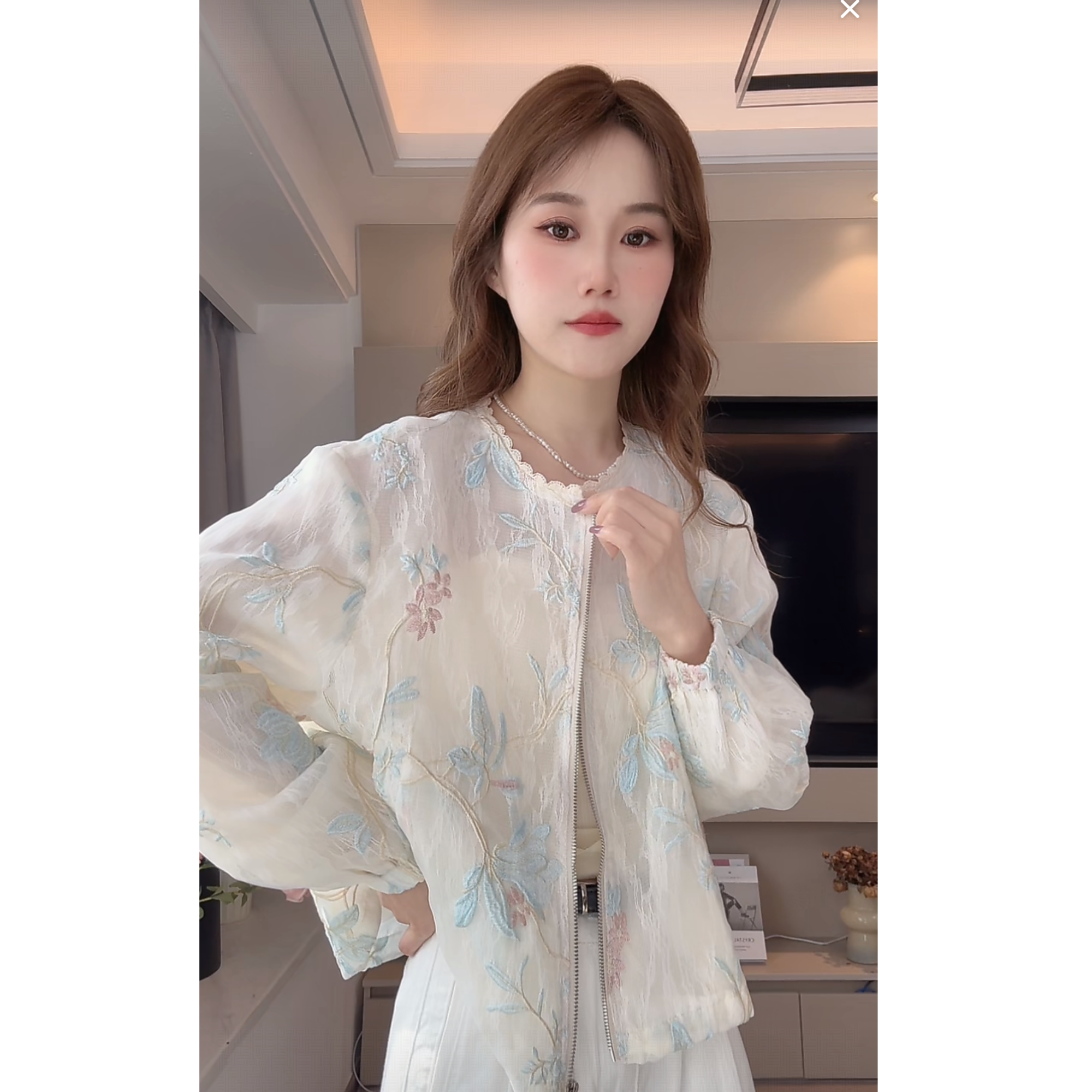 韩系高级感重工刺绣欧根纱短外套女2025春夏新款百搭显瘦防晒上衣