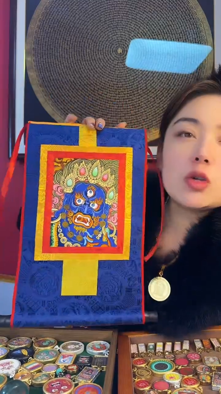 吊坠黑财神挂画-热贡纯手绘唐卡