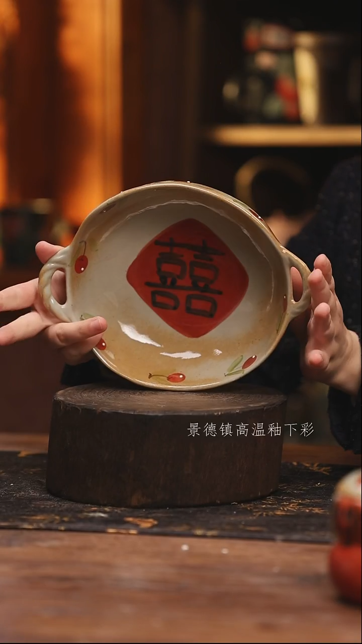 陶瓷景德镇高温釉下手绘陶瓷@L199@