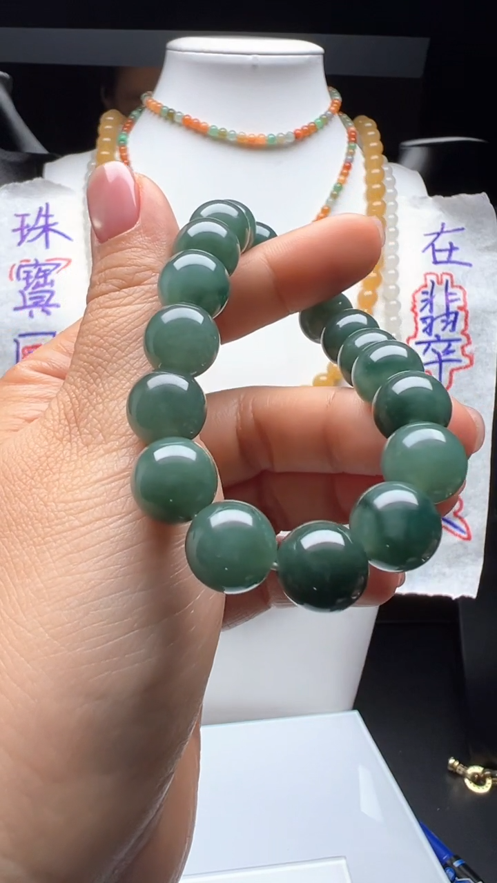 未镶嵌定制翡翠11.4mm 手串
