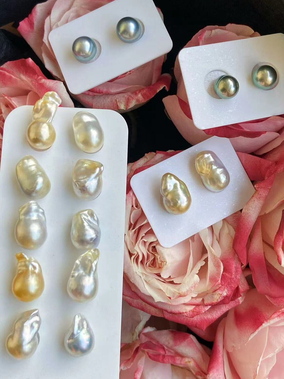 正品海水珍珠鎏金巴洛克浅金单颗裸珠定制款式（多样性发一）