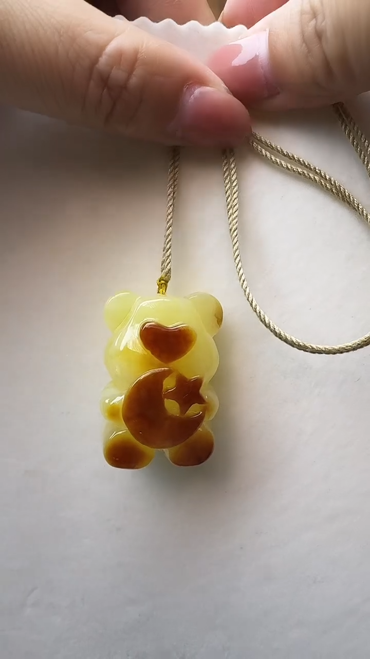 琥珀颈饰未镶嵌失****.小熊款