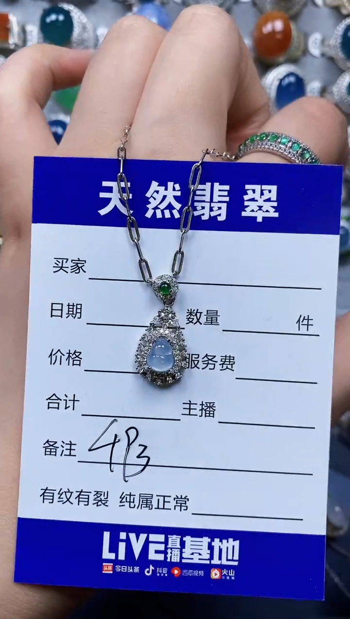 翡翠银S925镶嵌颈饰0493