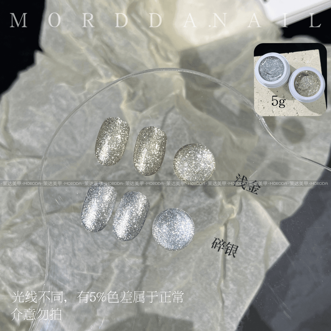 日式繁星高密度铂金胶爆闪美甲细闪银色亮片拉线勾边彩绘甲油胶