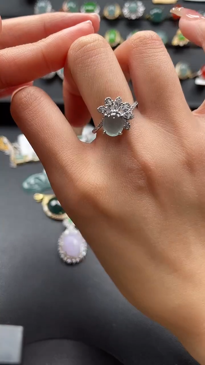 【闪购商品】翡翠戒指银S925镶嵌36543