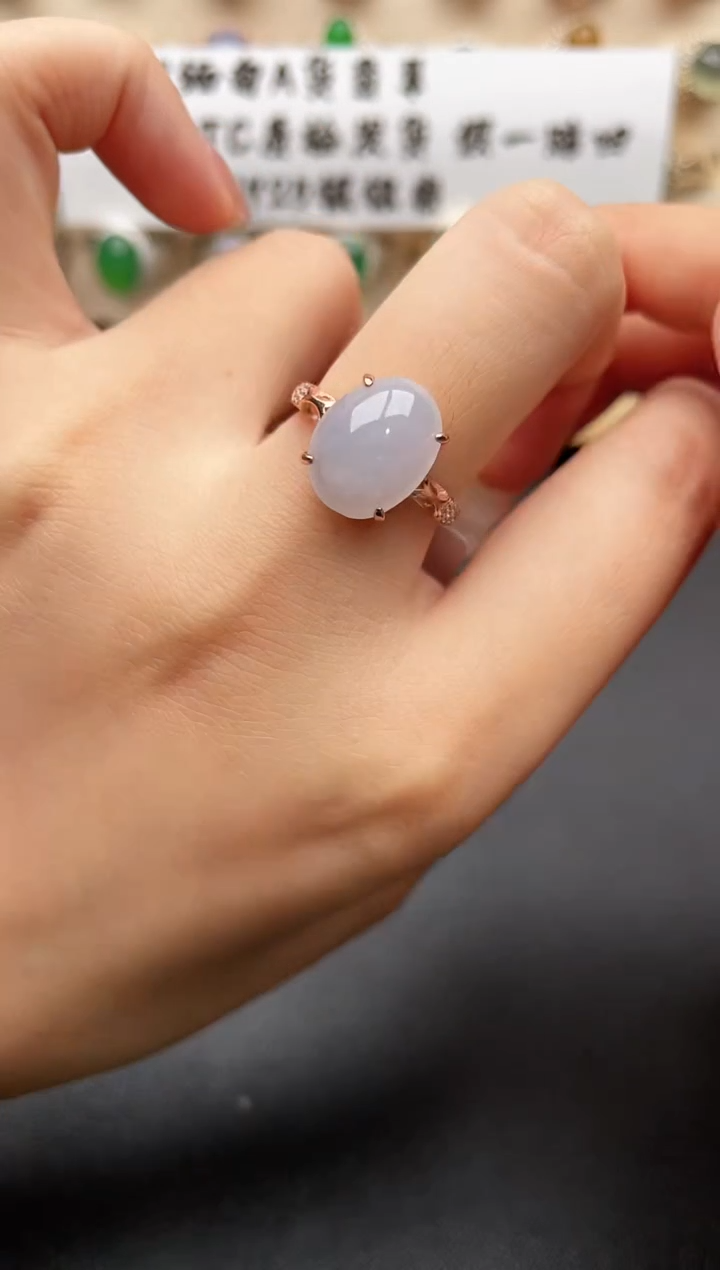 银S925镶嵌戒指翡翠一物一证一礼盒