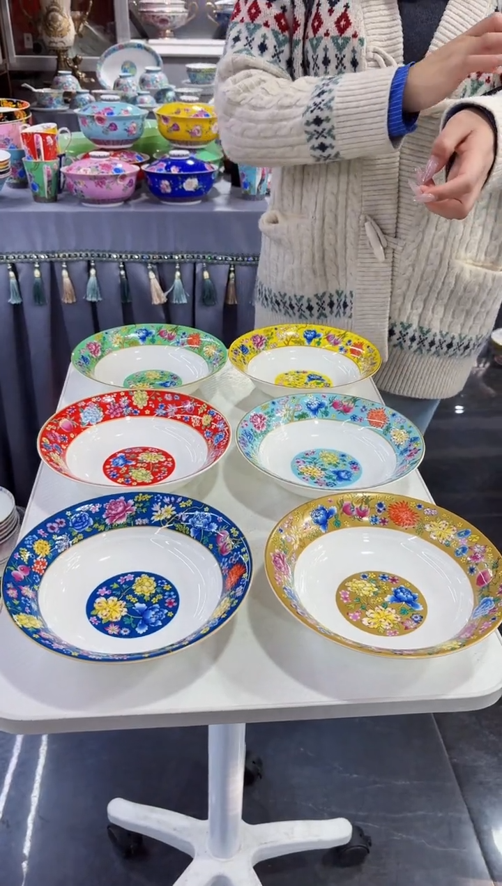 珐琅7.5英寸圆深盘6个专场福利