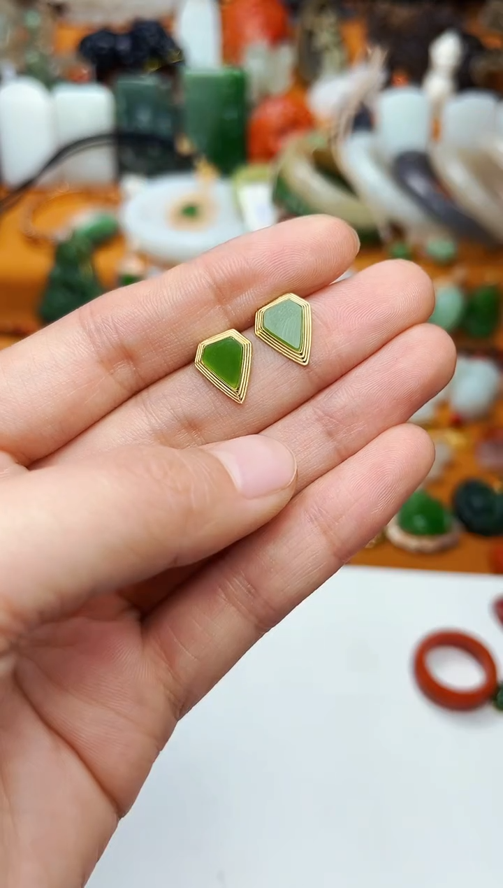 【闪购商品】和田玉耳饰银S925镶嵌耳饰