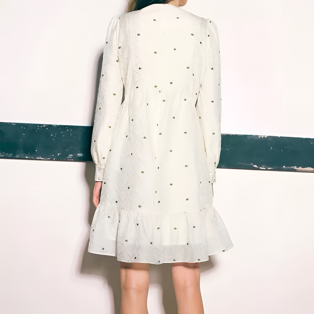 ［依易原创］宽松圆领肌理提花甜美减龄连衣裙A0607