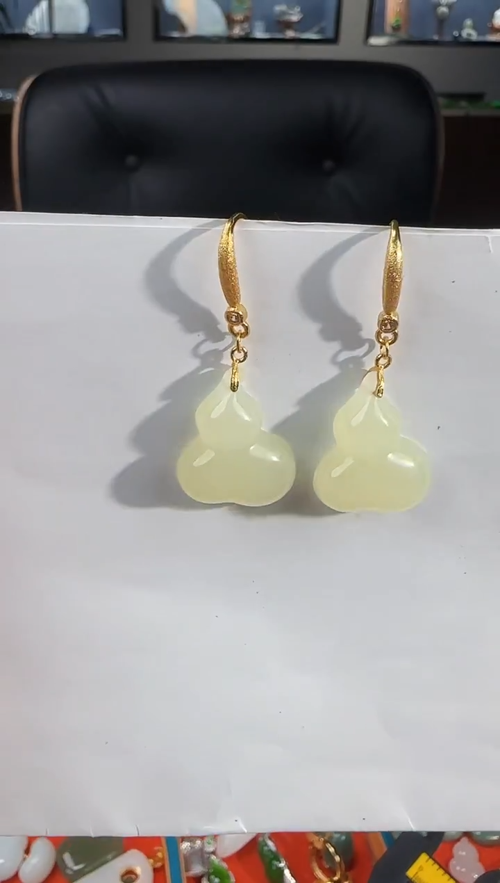 银S925镶嵌和田玉耳饰3