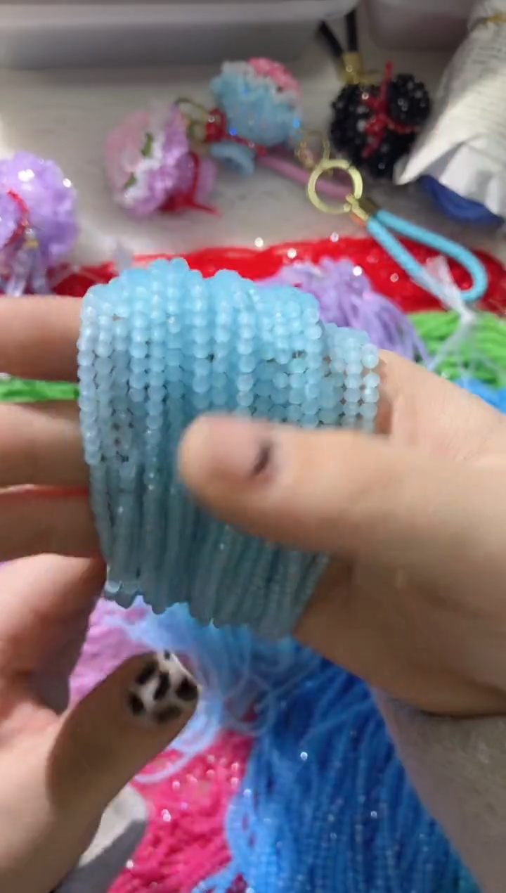 玻璃0760 卡4水晶扁天青蓝玉10条