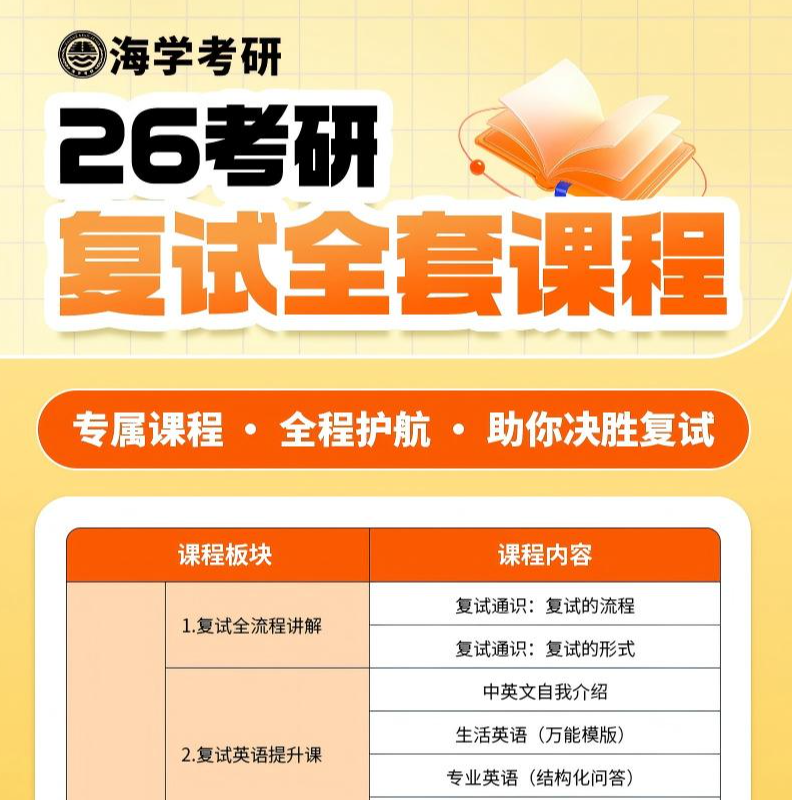 海学26考研复试个性化讲解课