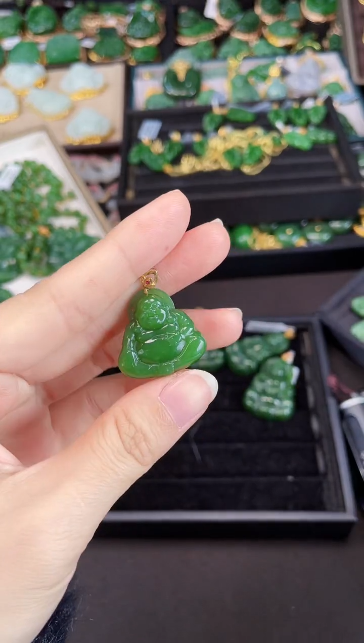 【闪购商品】和田玉吊坠18K金镶嵌30MM 多样性发一