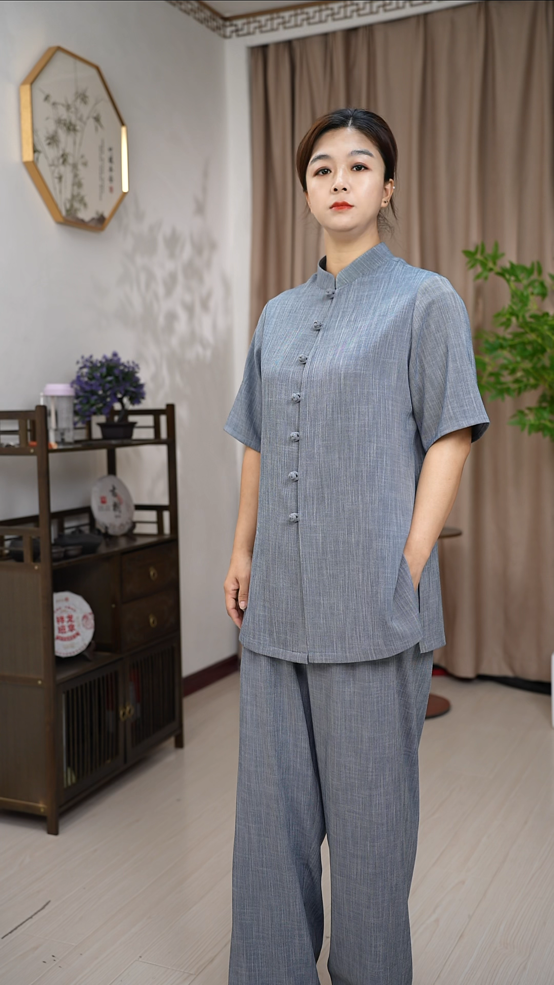 单上衣短袖中式国风夏季男女短袖透气太极服武术练功服装