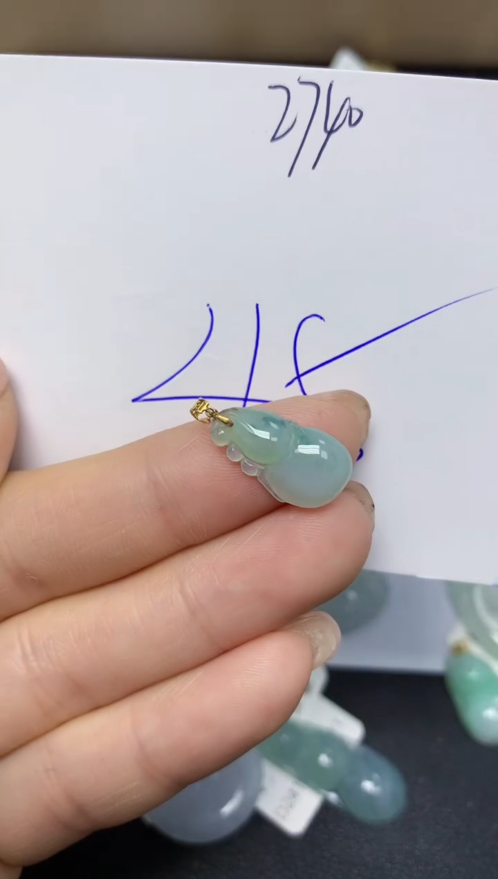 【闪购商品】翡翠挂件18K金镶嵌 天然翡翠A货