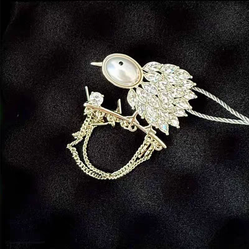 铜合金胸针 季阿玛施新颖 新款百搭小鸟流苏植物花卉胸针配饰饰品