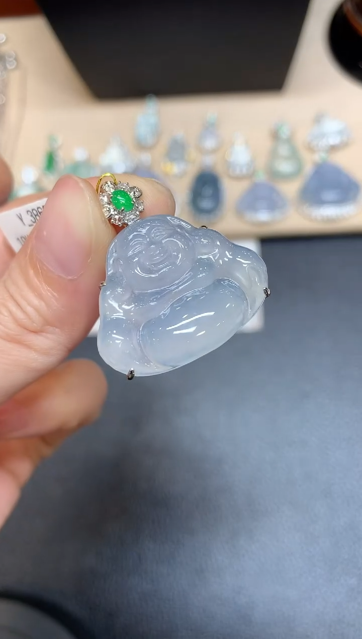 【闪购商品】翡翠吊坠(不含链)18K金镶嵌佛公【无服务费