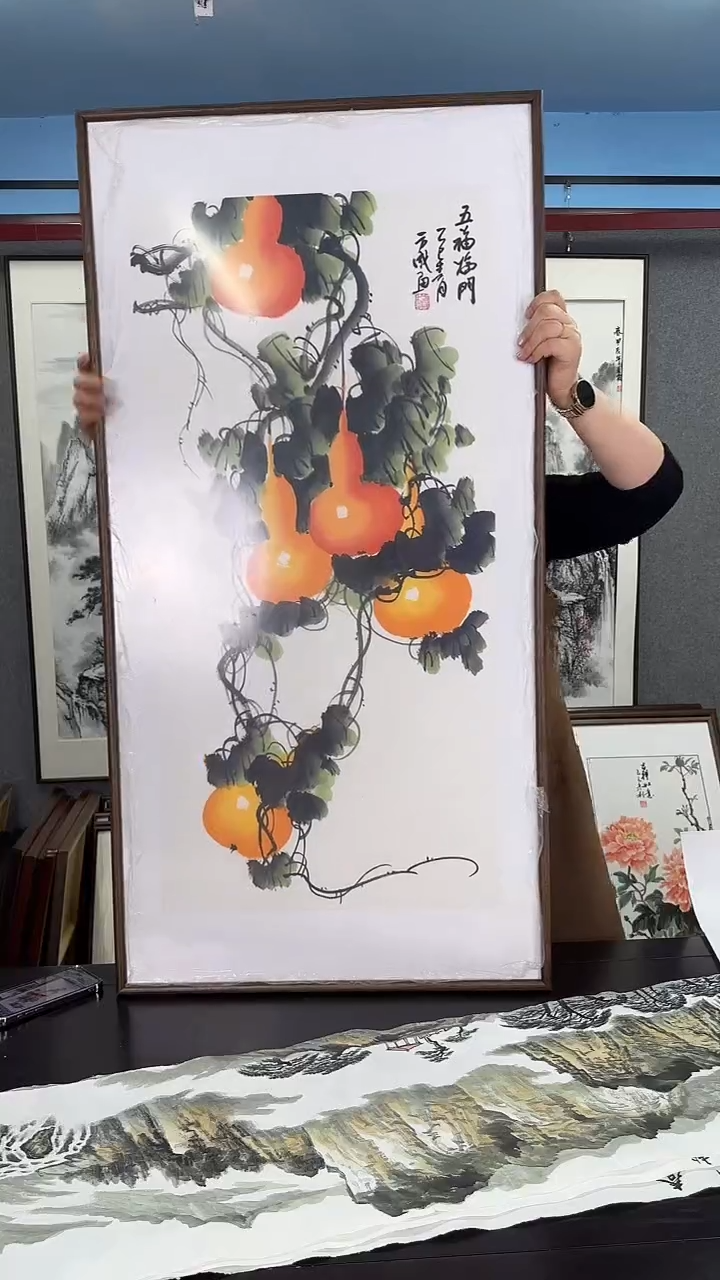 国画实木装裱 葫芦 60*120