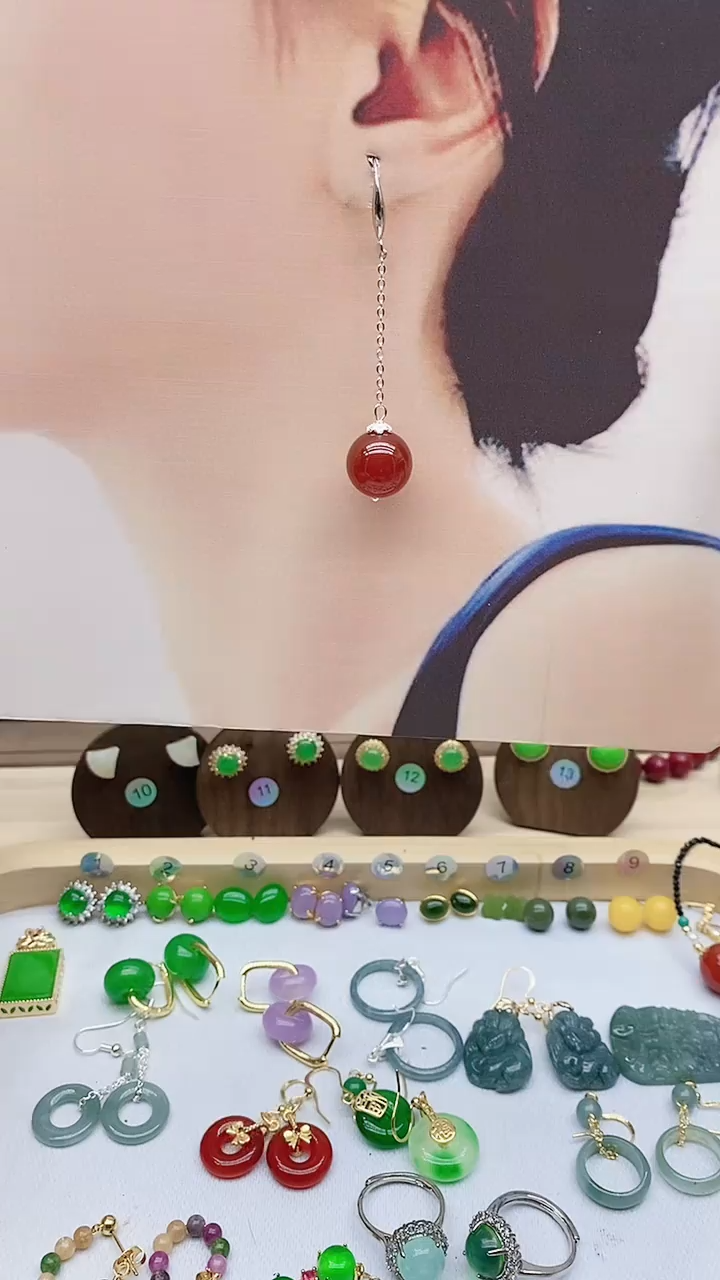 未镶嵌南红玛瑙耳饰954粗