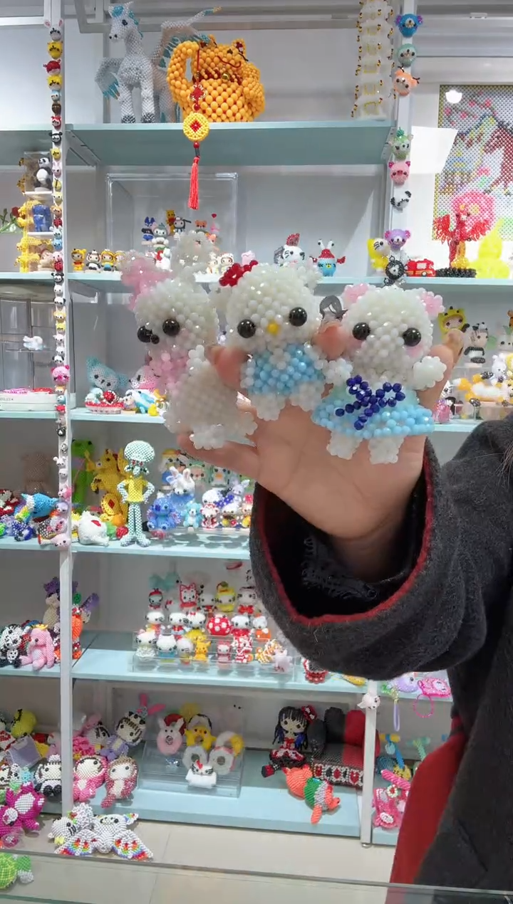 玻璃2555卡4水晶蝴蝶结小kt采花的小白兔迷你小老虎材料包3件套