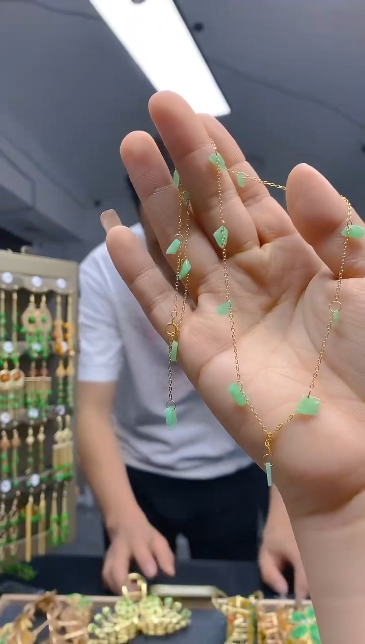 【闪购商品】翡翠耳饰合金321翡翠锁骨链