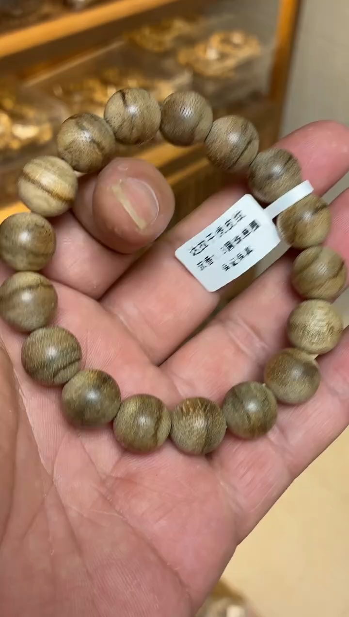 沉香手串 达拉干圆珠单圈虎皮纹1.3多样性发其一