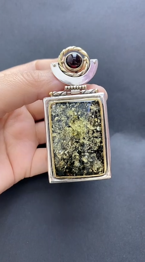 【闪购商品】琥珀裸石银S925镶嵌琥珀吊坠