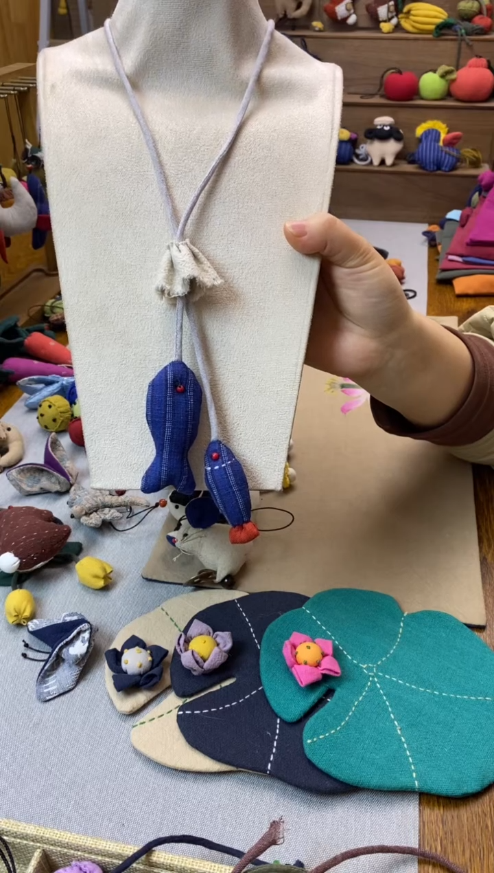 土布大小鱼项链 饰品