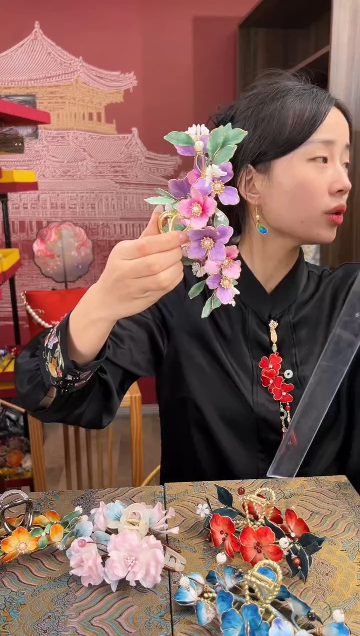 【闪购商品】刺绣非遗绒花（发饰）